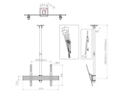 Multibrackets 40” - 75" - 1.5m Pole Single Side Display Ceiling Mount Pro Ceiling Mount Bracket Multibrackets