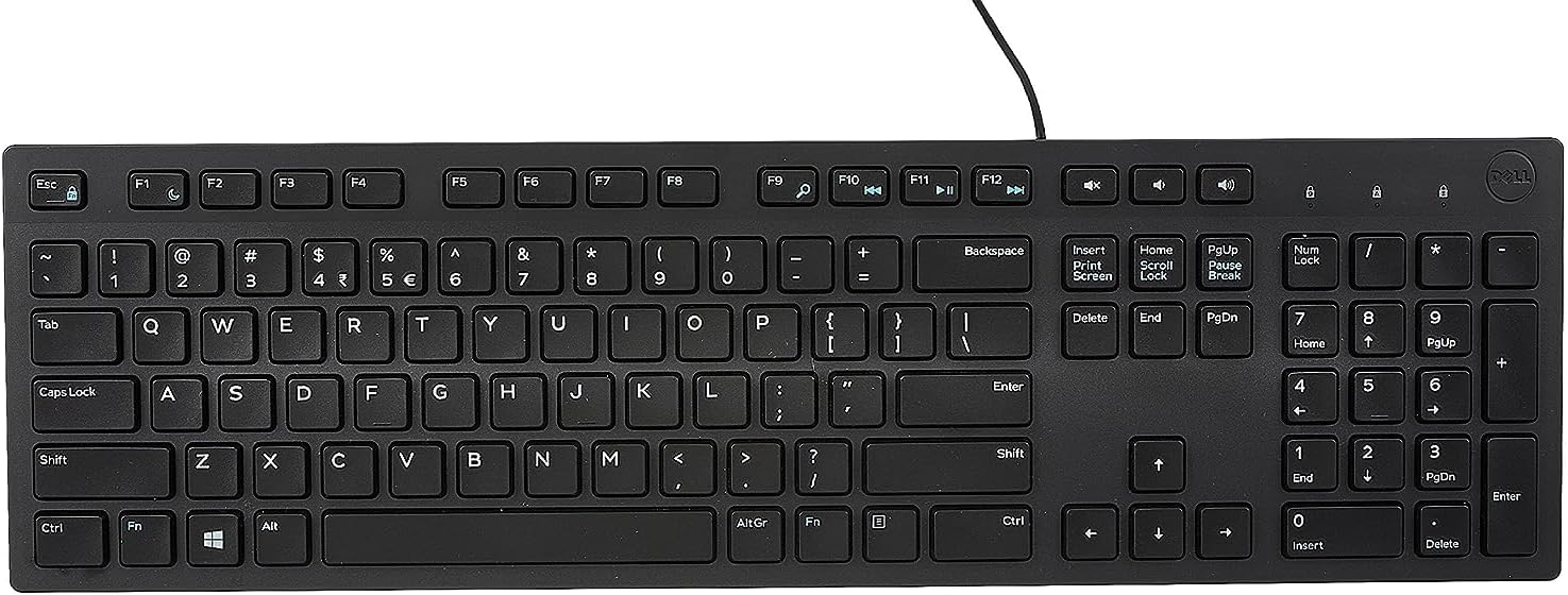Dell KB216 Keyboard -580-ADGV- Cable Connectivity - USB Interface - English (UK) - QWERTY Layout - Black