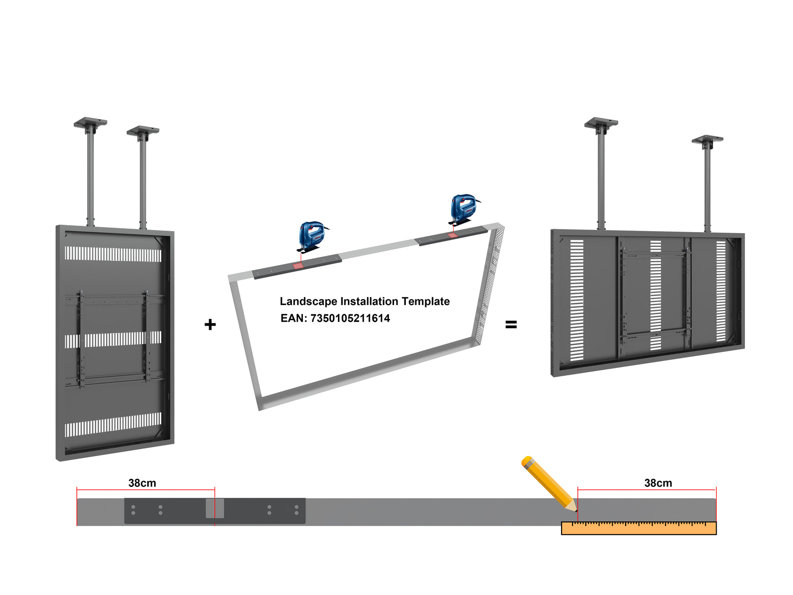 Multibrackets M Pro Series Enclosure 75" Ceiling Large Black Signage Display Enclosures Multibrackets
