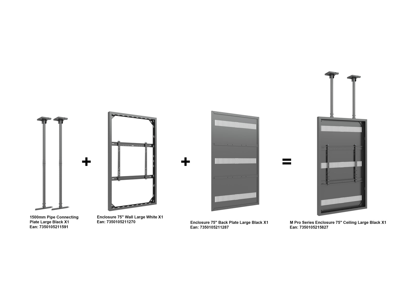 Multibrackets M Pro Series Enclosure 75" Ceiling Large Black Signage Display Enclosures Multibrackets