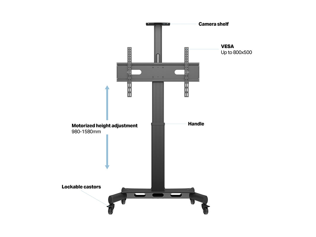Multibrackets M Motorized Public Floorstand Single Pillar | For 32" - 75" Screens Motorised Trolley Multibrackets