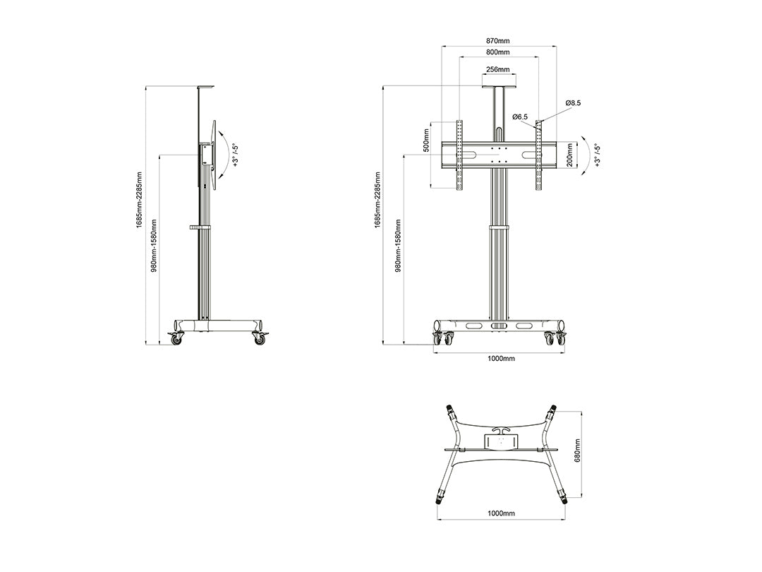 Multibrackets M Motorized Public Floorstand Single Pillar | For 32" - 75" Screens Motorised Trolley Multibrackets