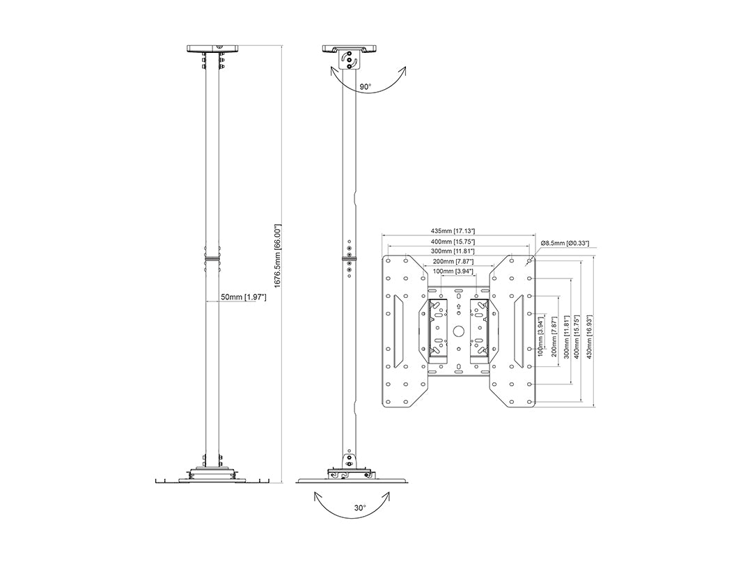 Multibrackets Display Ceiling Mount Pro Face Down - 200/300/400 Ceiling Mount Bracket Multibrackets