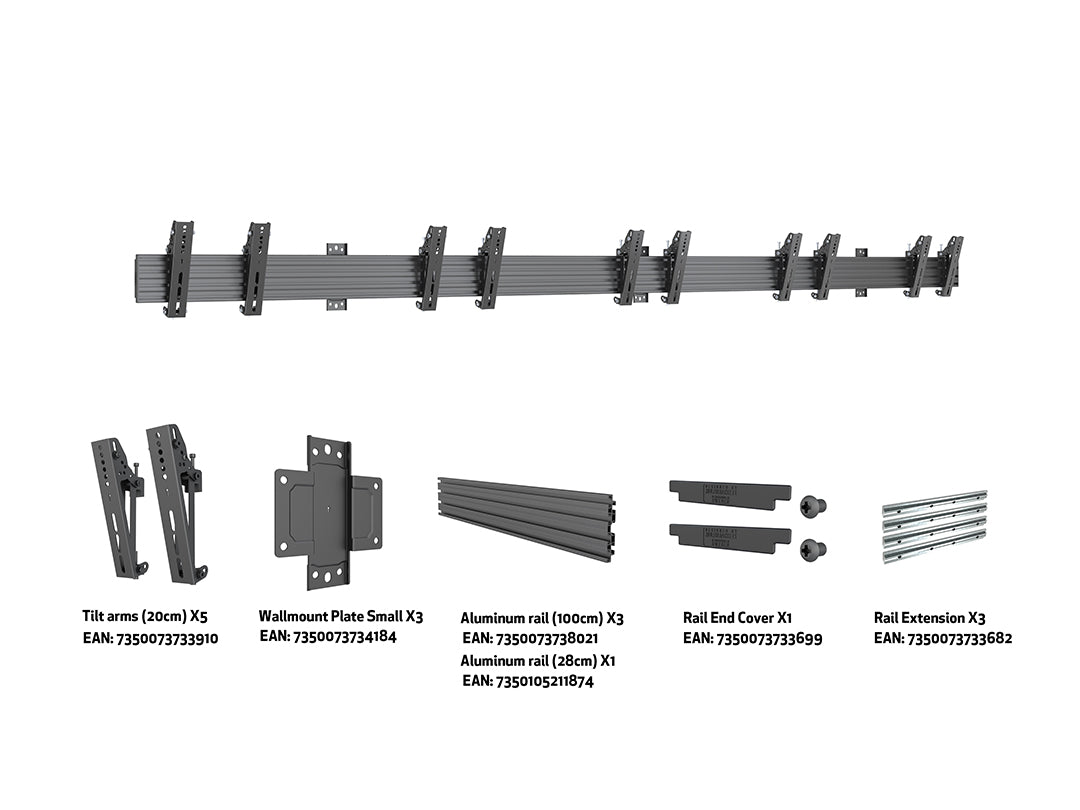 Multibrackets MBW5U Tilt 27" - 32" Pro Series Menu Board Wall Bracket For 5 Screens Wall Mount Bracket Multibrackets