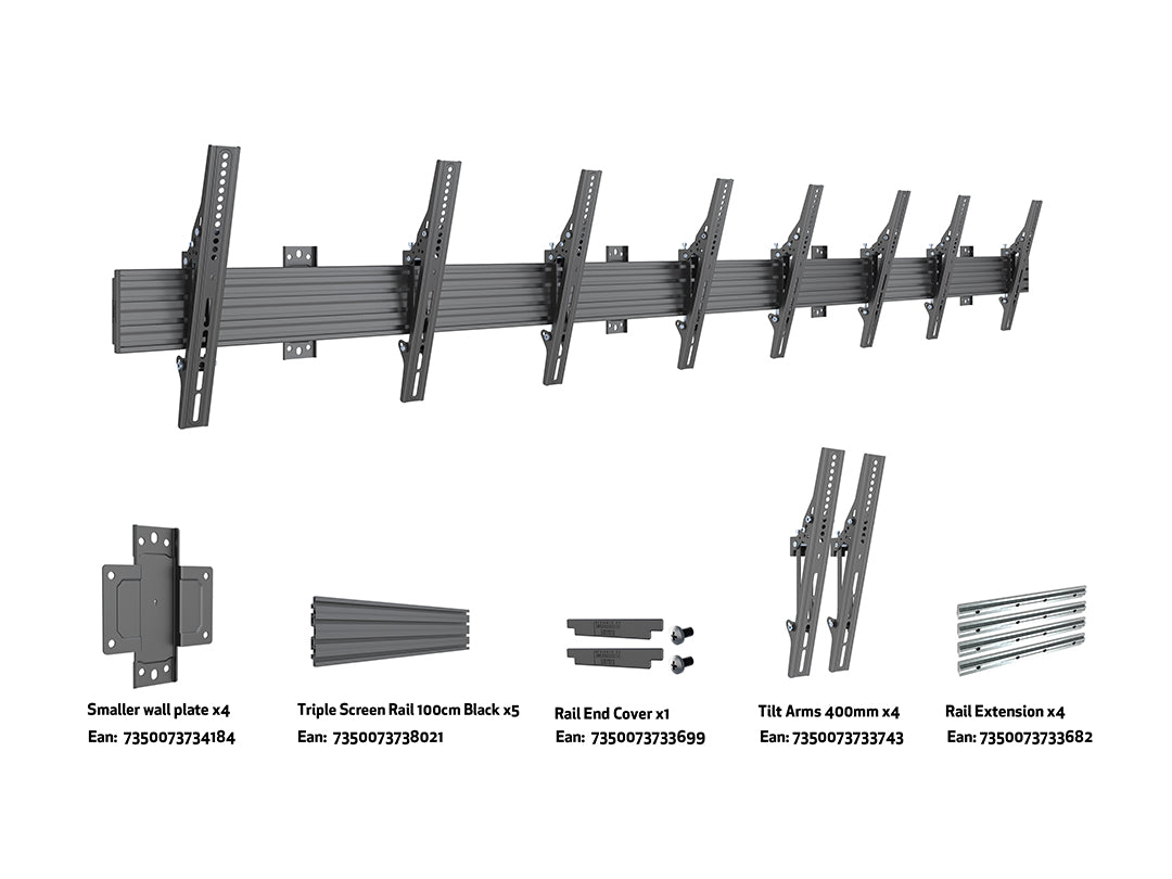 Multibrackets MBW4U Tilt 40"-65" Pro Series Wall Mount For 4 Screens Wall Mount Bracket Multibrackets