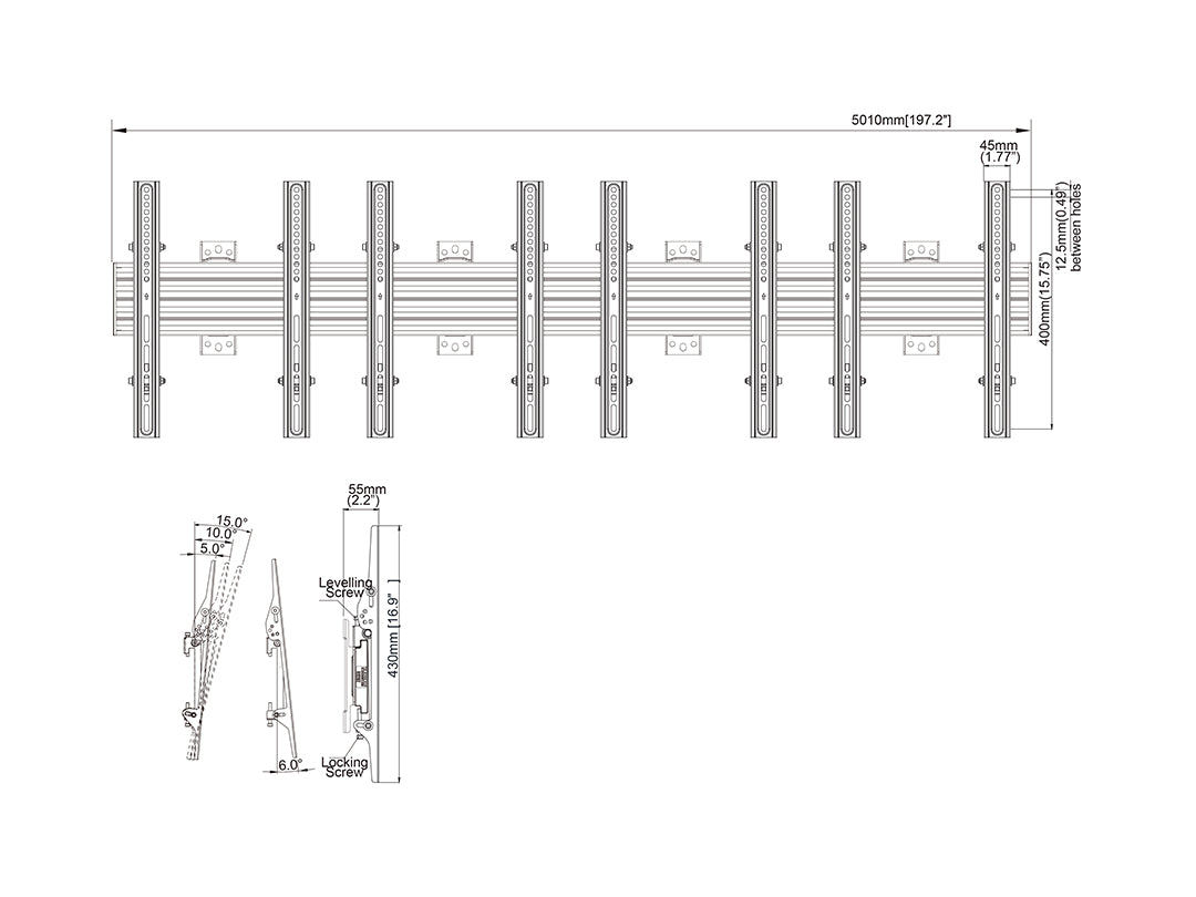 Multibrackets MBW4U Tilt 40"-65" Pro Series Wall Mount For 4 Screens Wall Mount Bracket Multibrackets