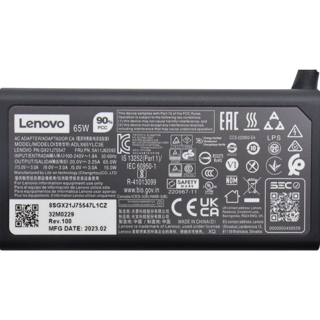 Lenovo 65W USB-C Power Adapter | 5A11J62092 Adapter / Converter Lenovo