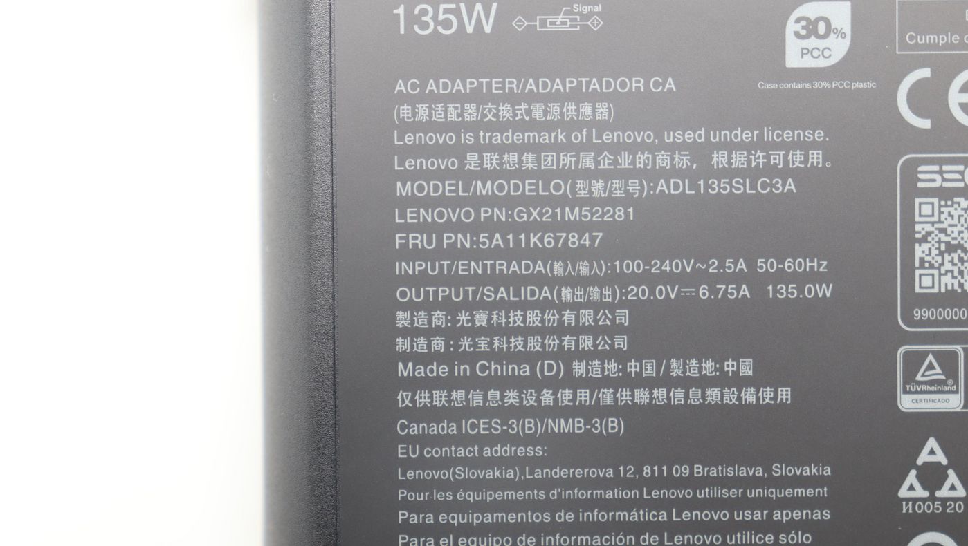 Lenovo 135W AC Adapter for Lenovo ThinkPad Laptops | 5A11K67847 Adapter / Converter Lenovo
