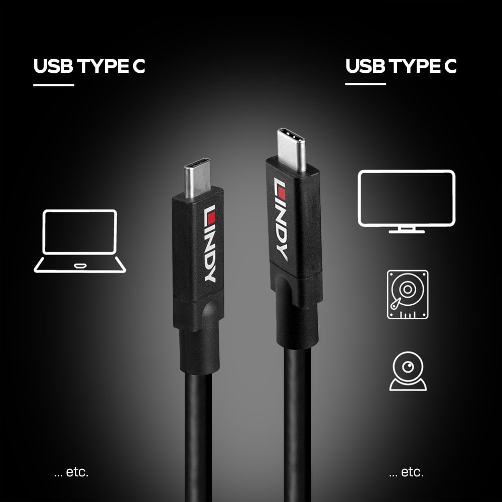 Lindy 5m USB 3.2 10Gbps C/C Active Cable | 43308 USB Cable Lindy