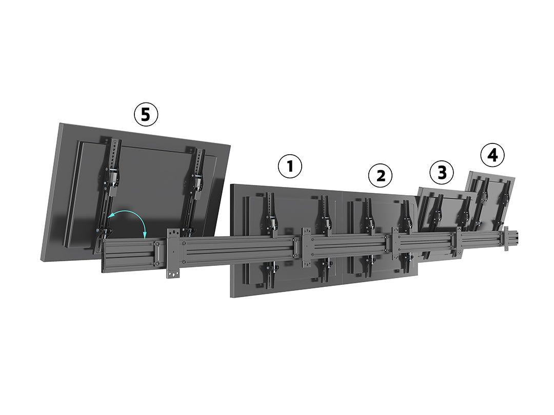 Multibrackets MBW5U Tilt 40"-65" Pro Series Wall Mount For 5 Screens Wall Mount Bracket Multibrackets