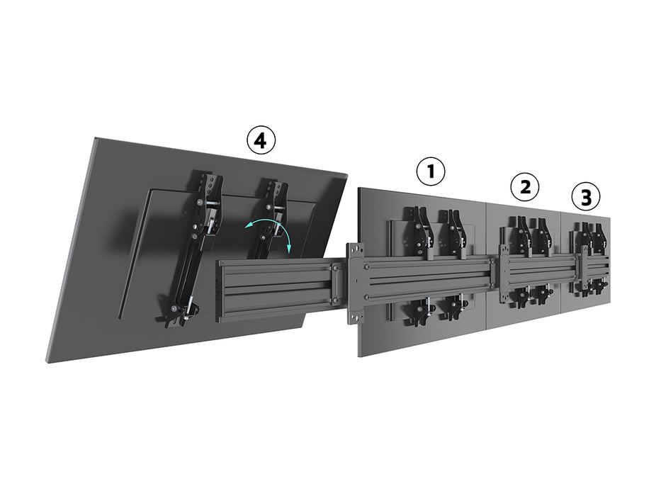 Multibrackets MBW4X1U Tilt 32"-50" Pro Series Menu Board Wall Mount For 4 Screens Menu Board Mounting Systems Multibrackets