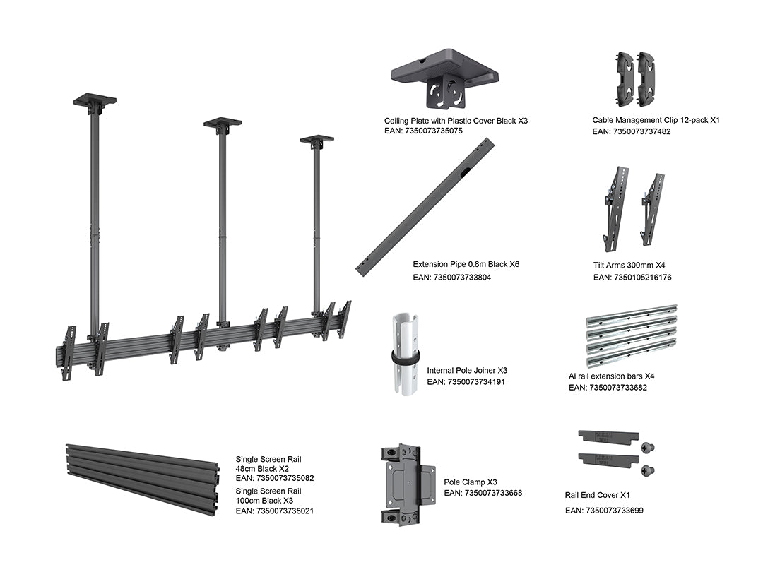 Multibrackets MBC4X1U Display Ceiling Mount Pro Ceiling Mount Bracket Multibrackets