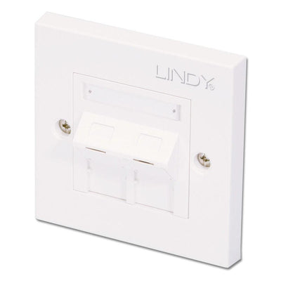 Lindy CAT5e Single Wall Plate with 2 x Angled RJ-45 Shuttered Socket | 60569 Mounting Kit Lindy