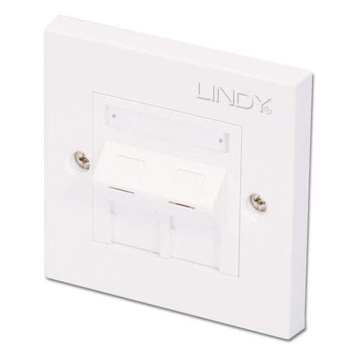 Lindy CAT5e Single Wall Plate with 2 x Angled RJ-45 Shuttered Socket | 60569 Mounting Kit Lindy