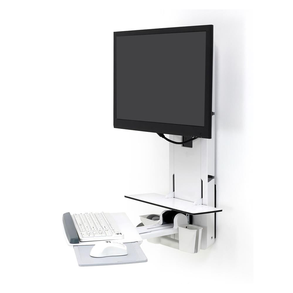 Ergotron StyleView® Sit-Stand Vertical Lift Patient Room White - 61-080-062 Wall Mount Bracket Ergotron