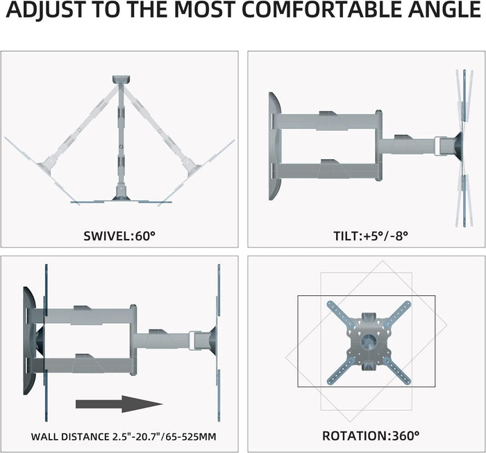 Moove 32"-50" 360° Rotate Tilting & Swivel Vertical TV Wall Mount | SMBRWB-32-50 Wall Mount Bracket B-Tech