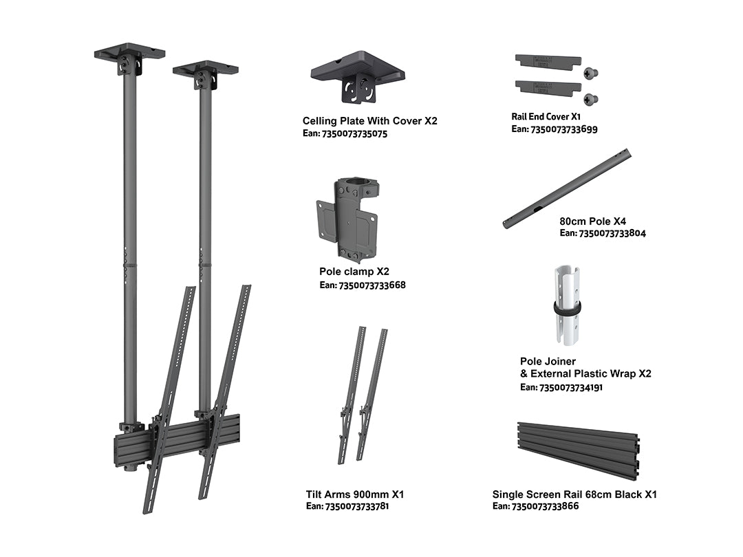Multibrackets 40"-100" MBC1UPSD 1.5m Pole Display Ceiling Mount Pro Ceiling Mount Bracket Multibrackets