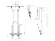 Multibrackets 40"-100" MBC1UX2PSD 1.5m Pole Display Ceiling Mount Pro For 2 Screens Ceiling Mount Bracket Multibrackets