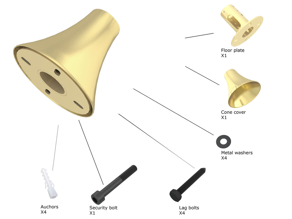 Multibrackets M Pro Series Floor To Ceiling Plate Brass Mounting Accessory Multibrackets