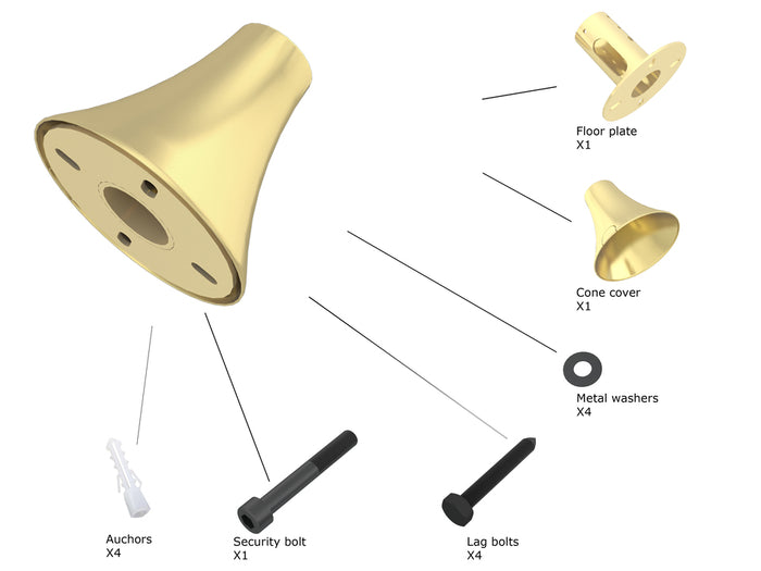 Multibrackets M Pro Series Floor To Ceiling Plate Brass Mounting Accessory Multibrackets