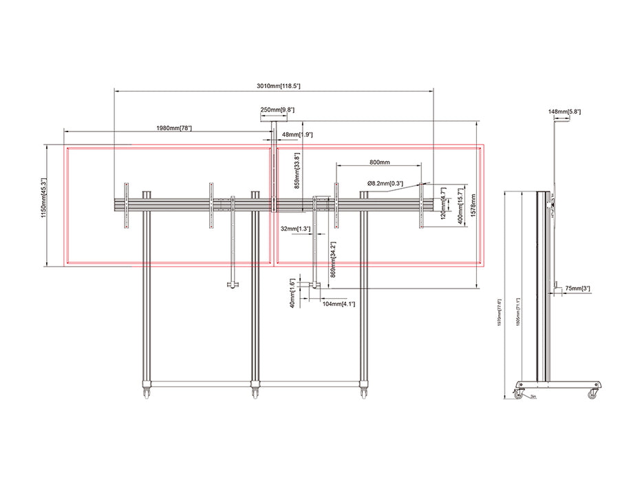 Multibrackets M Pro Series - Collaboration Floorstand Side by Side - 90"