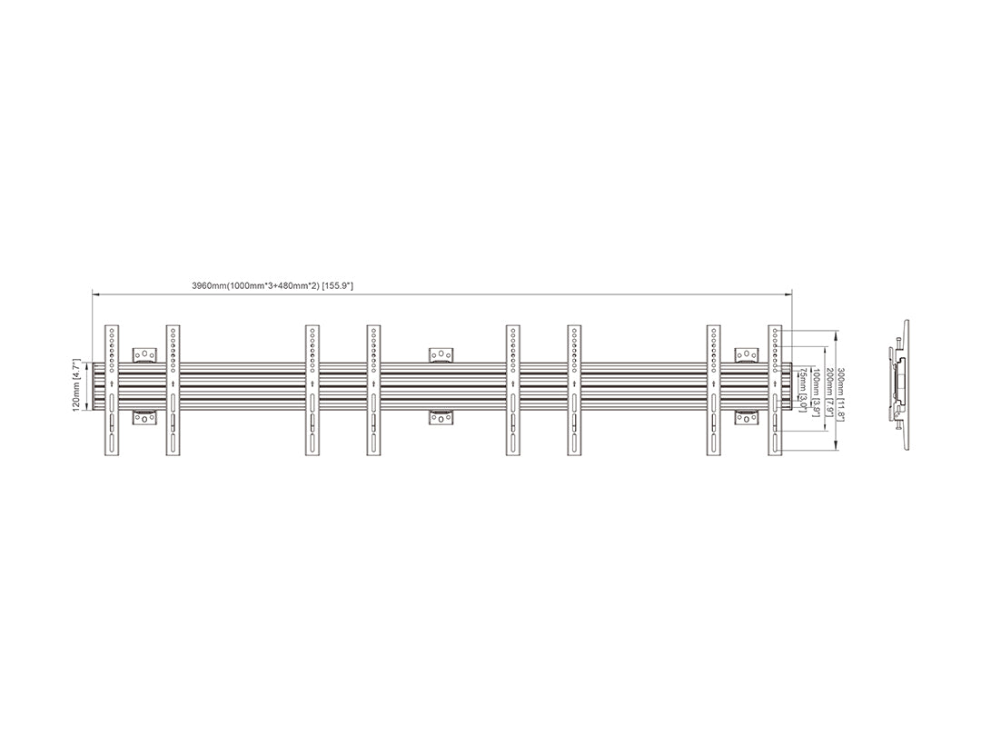 Multibrackets 32" - 50" MBW4X1U Fixed Menu Board Wall Mount Pro For 4 Screens Wall Mount Bracket Multibrackets