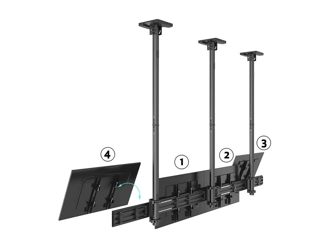 Multibrackets 32" - 50" MBC4X1U 0.5-1.5m Display Ceiling Mount Pro For 4 Screens Ceiling Mount Bracket Multibrackets