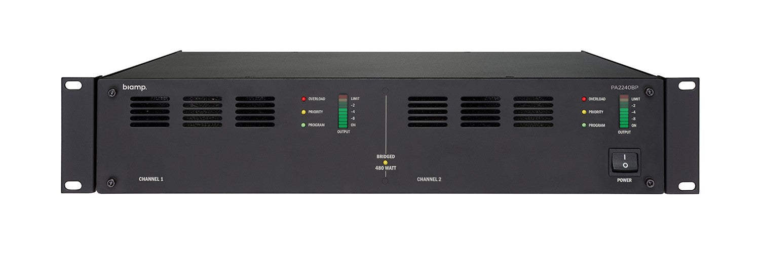 BIAMP PA2240BP 2-Channel Bridgeable Power Amplifier, 2 x 240W @ 100 Volt Audio Amplifier BIAMP
