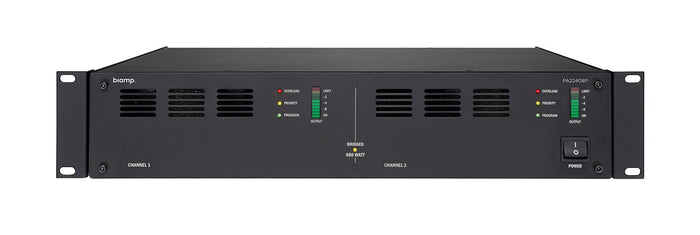 BIAMP PA2240BP 2-Channel Bridgeable Power Amplifier, 2 x 240W @ 100 Volt Audio Amplifier BIAMP