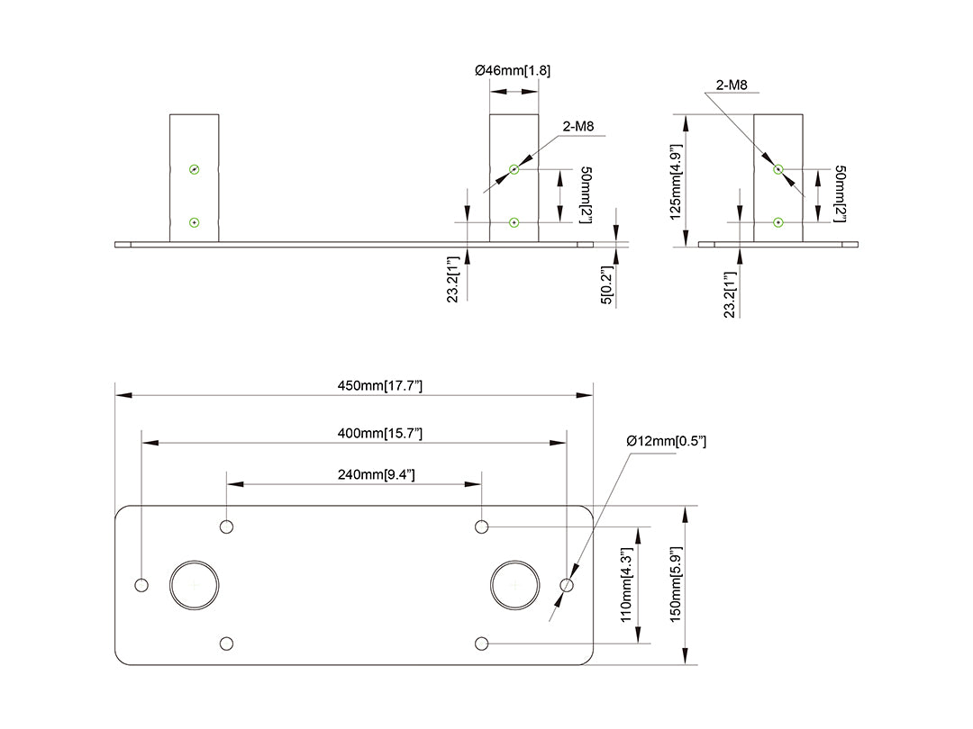 Multibrackets M Pro Series Bolt Down Dual Pole Plate Mounting Accessory Multibrackets