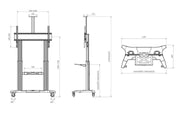 Multibrackets 60" - 100" Height Adjustable Mobile Trolley With Media Shelf & Camera Holder Mobile Trolley Multibrackets