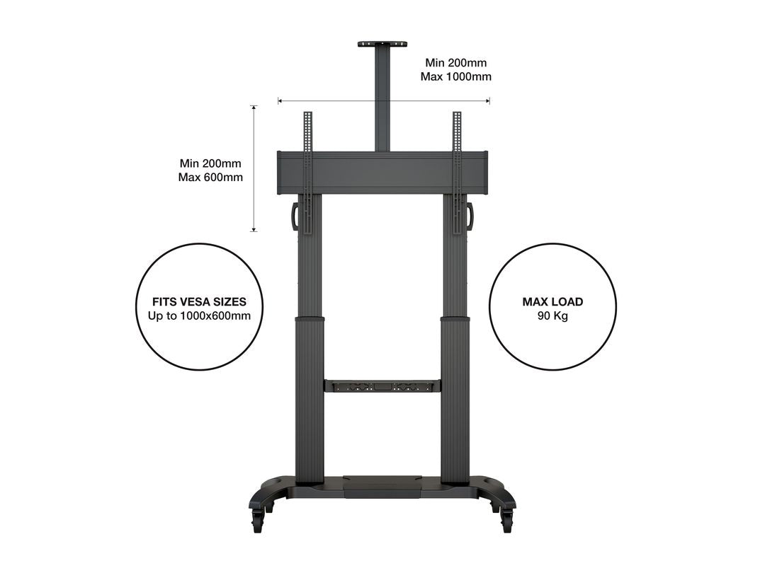 Multibrackets 60" - 100" Height Adjustable Mobile Trolley With Media Shelf & Camera Holder Mobile Trolley Multibrackets