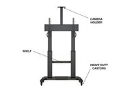 Multibrackets 60" - 100" Height Adjustable Mobile Trolley With Media Shelf & Camera Holder Mobile Trolley Multibrackets