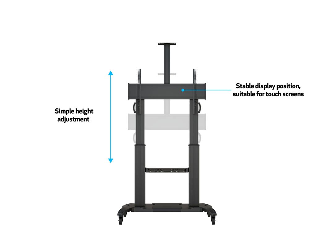 Multibrackets 60" - 100" Height Adjustable Mobile Trolley With Media Shelf & Camera Holder Mobile Trolley Multibrackets