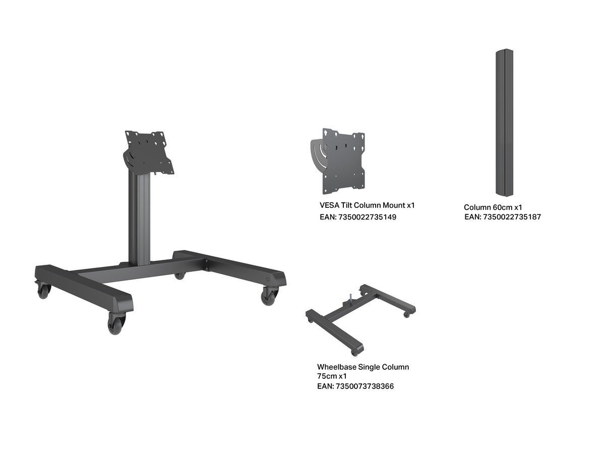 Multibrackets M Pro Series Mobile Floor Stand 60 Tilt Up VESA 200 – Black | 7340234816354 Mount Accessories Multibrackets