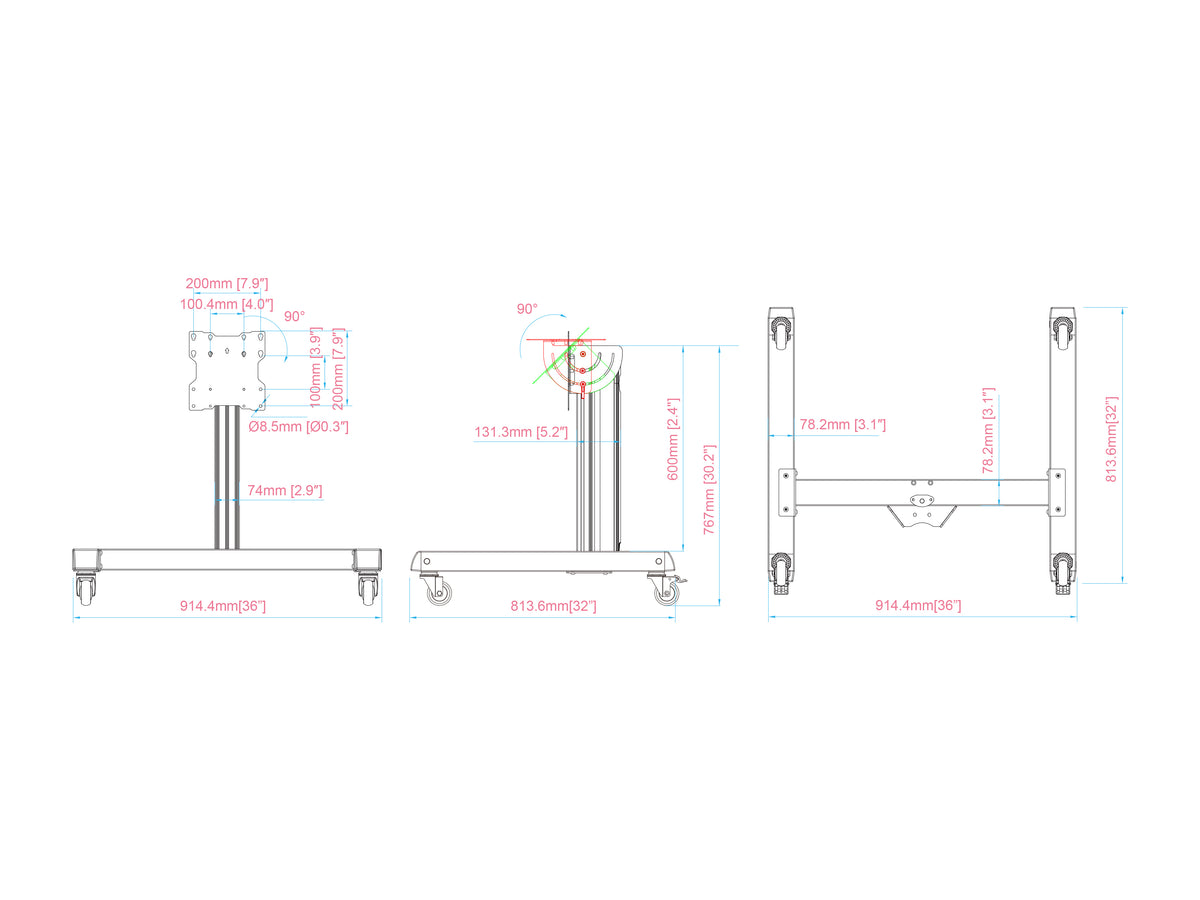 Multibrackets M Pro Series Mobile Floor Stand 60 Tilt Up VESA 200 – Black | 7340234816354 Mount Accessories Multibrackets