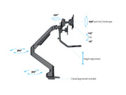 Multibrackets M VESA Gas Lift Dual Monitor Arm with Duo Crossbar for 15"–28" Monitors | 7350073736355