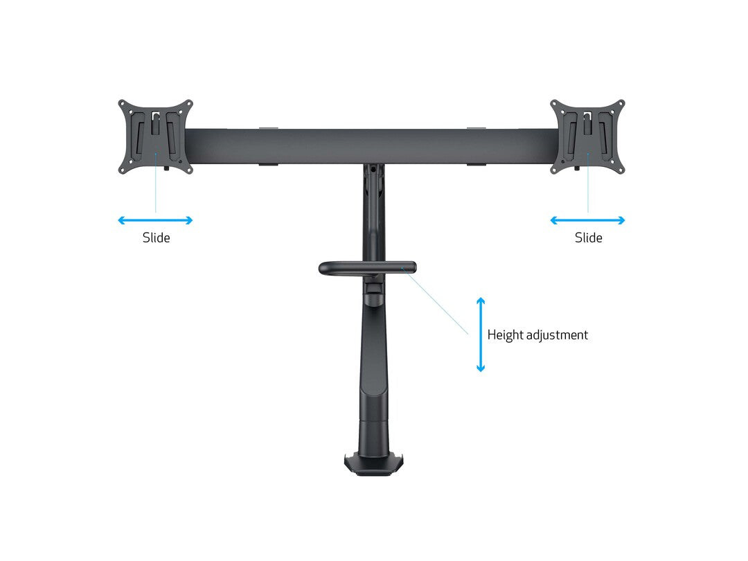 Multibrackets M VESA Gas Lift Dual Monitor Arm with Duo Crossbar for 15"–28" Monitors | 7350073736355