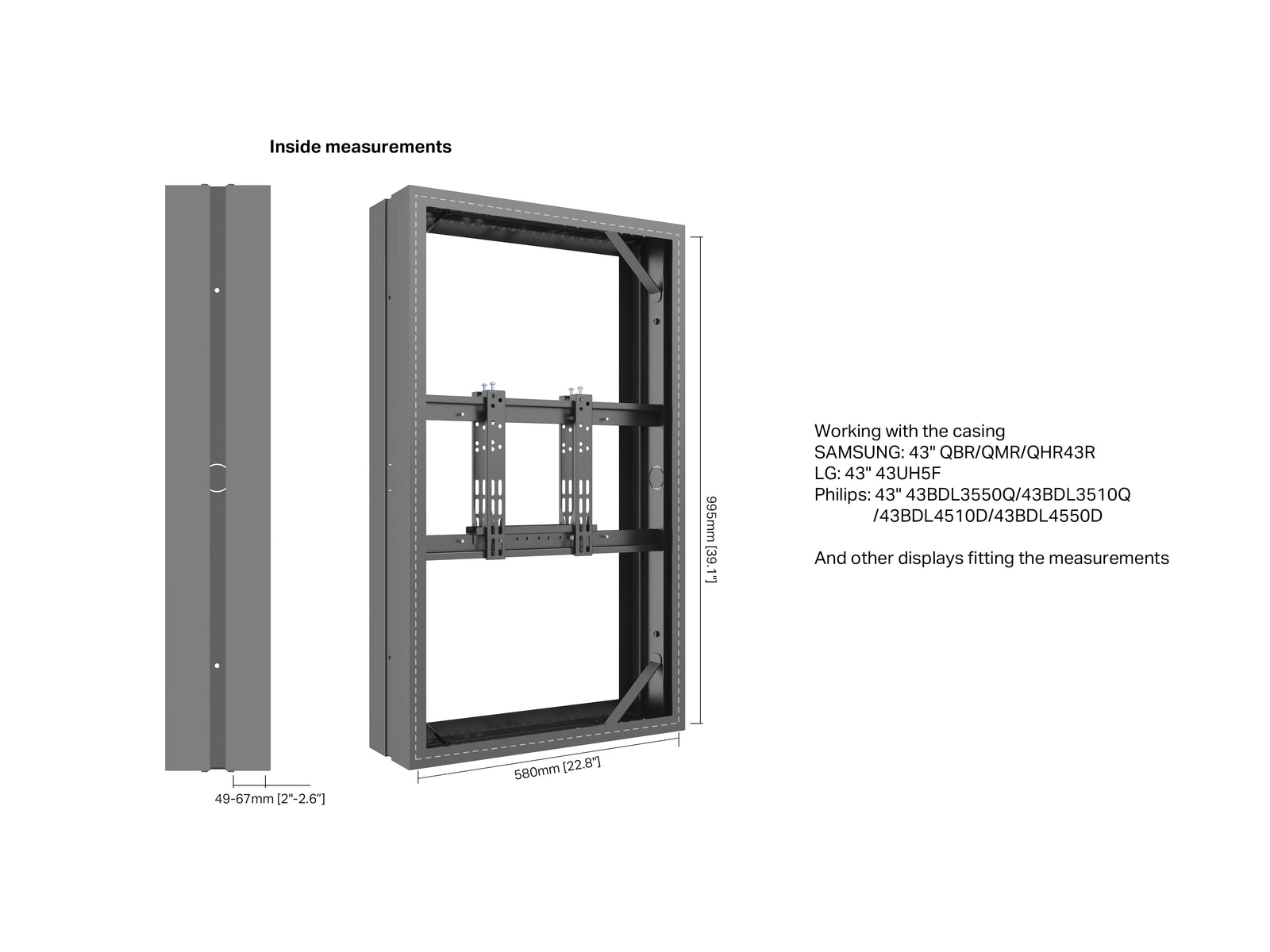 Multibrackets M Pro Series Enclosure 43" Medium B2B Black Signage Display Enclosures Multibrackets