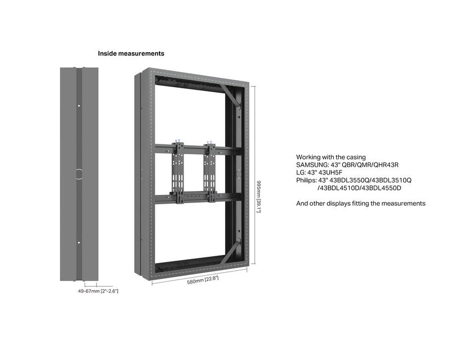 Multibrackets M Pro Series Enclosure 43" Medium B2B Black Signage Display Enclosures Multibrackets