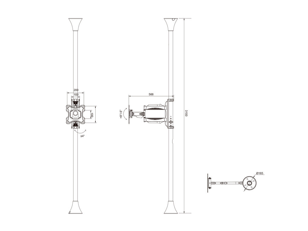Multibrackets MBFC1F M Floor to Ceiling Mount Pro - Up to 17"-46" Screen Floor to Ceiling Display Mount Multibrackets