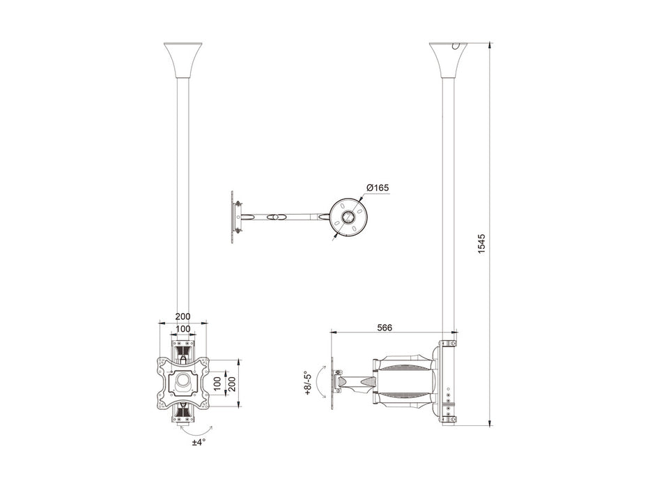 Multibrackets MB6416/MBC1F Display Ceiling Mount Pro