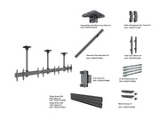 Multibrackets 0.8m Fixed 32"-50" Pro Series Menu Board Ceiling Mount For 4 Screens Ceiling Mount Bracket Multibrackets