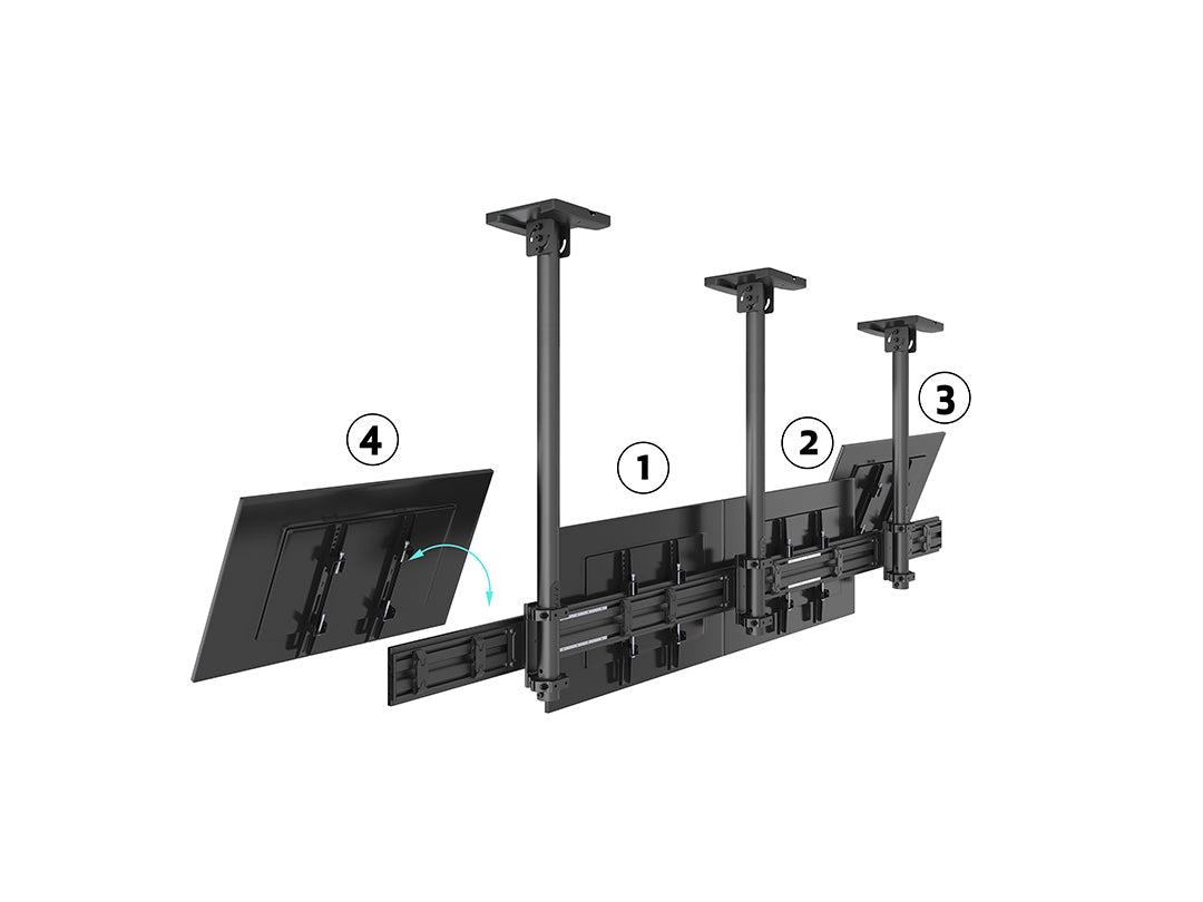 Multibrackets 0.8m Fixed 32"-50" Pro Series Menu Board Ceiling Mount For 4 Screens Ceiling Mount Bracket Multibrackets