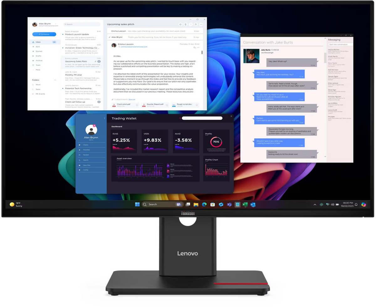 Lenovo ThinkVision T27UD-40 27" IPS Class 4K UHD LED Monitor | 64AFGAT2UK Desktop Monitor Lenovo