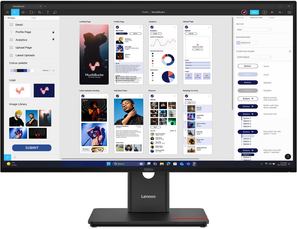 Lenovo ThinkVision T32UD-40 32" IPS Class 4K UHD LED Monitor | 64B0GAT1UK Desktop Monitor Lenovo