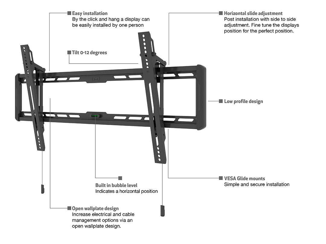 Multibrackets 40" - 86" 800x400 VESA Universal Tilt Large Wallmount | 7350105216572 Wall Mount Bracket Multibrackets