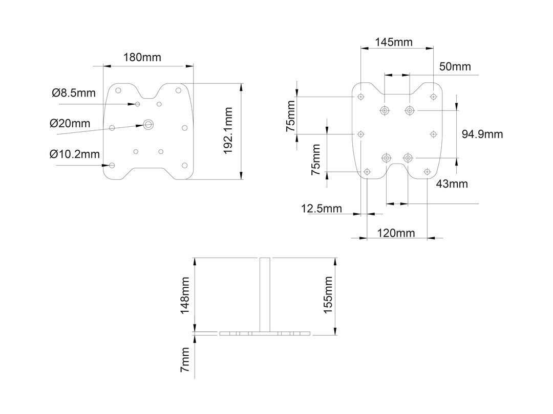 Multibrackets M Pro Series Bolt Down Floor Plate Mounting Accessory Multibrackets