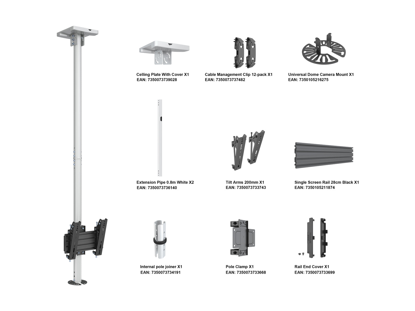 Multibrackets MBC1U M Pro CCTV Ceiling Mount For Single-Dome Camera | 7350105216589 Ceiling Mount Bracket Multibrackets