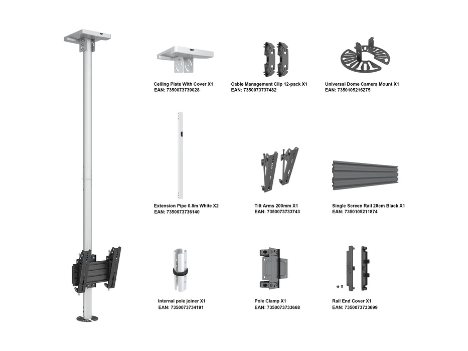 Multibrackets MBC1U M Pro CCTV Ceiling Mount For Single-Dome Camera | 7350105216589